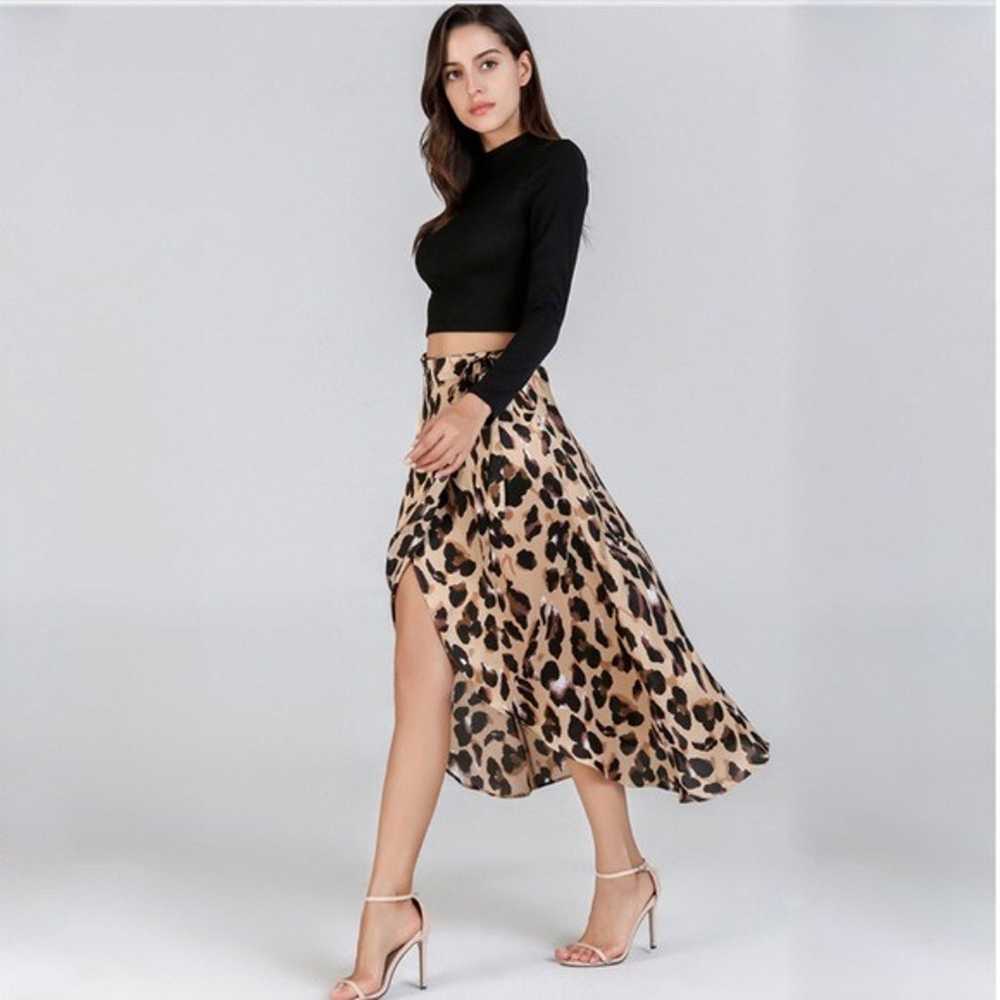 Leopard Printed Midi Tie Wrap Around Skirt - image 4