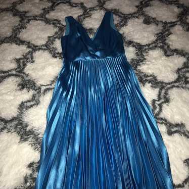 reiss deep v satin blue dress - image 1