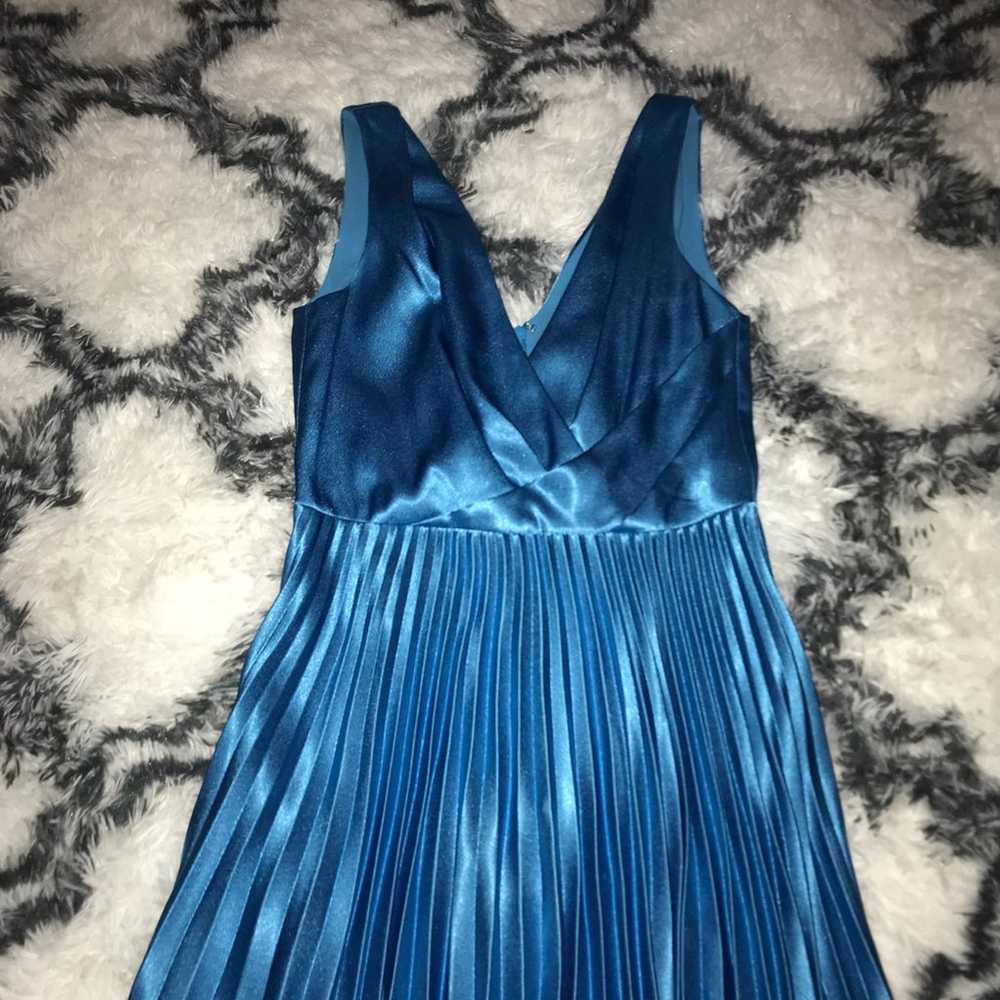 reiss deep v satin blue dress - image 2