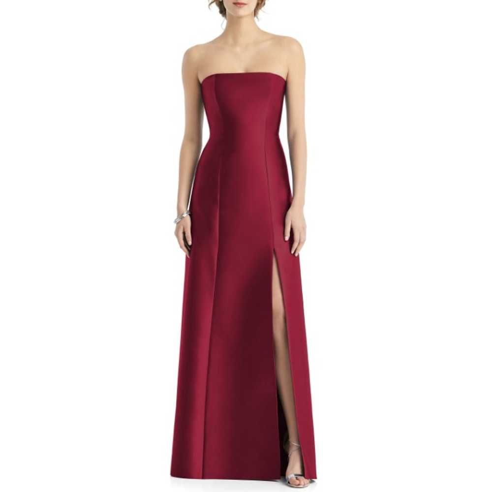 Alfred Sung Strapless Slit Satin Gown - image 1