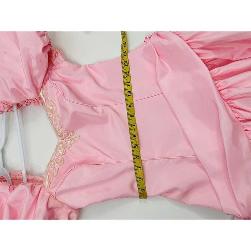VTG 80s Women's Small Pink Embellished Tafetta Pu… - image 10