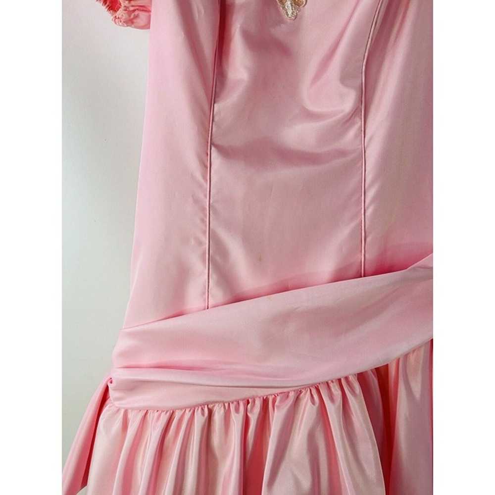 VTG 80s Women's Small Pink Embellished Tafetta Pu… - image 4
