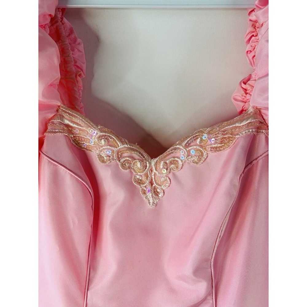 VTG 80s Women's Small Pink Embellished Tafetta Pu… - image 6