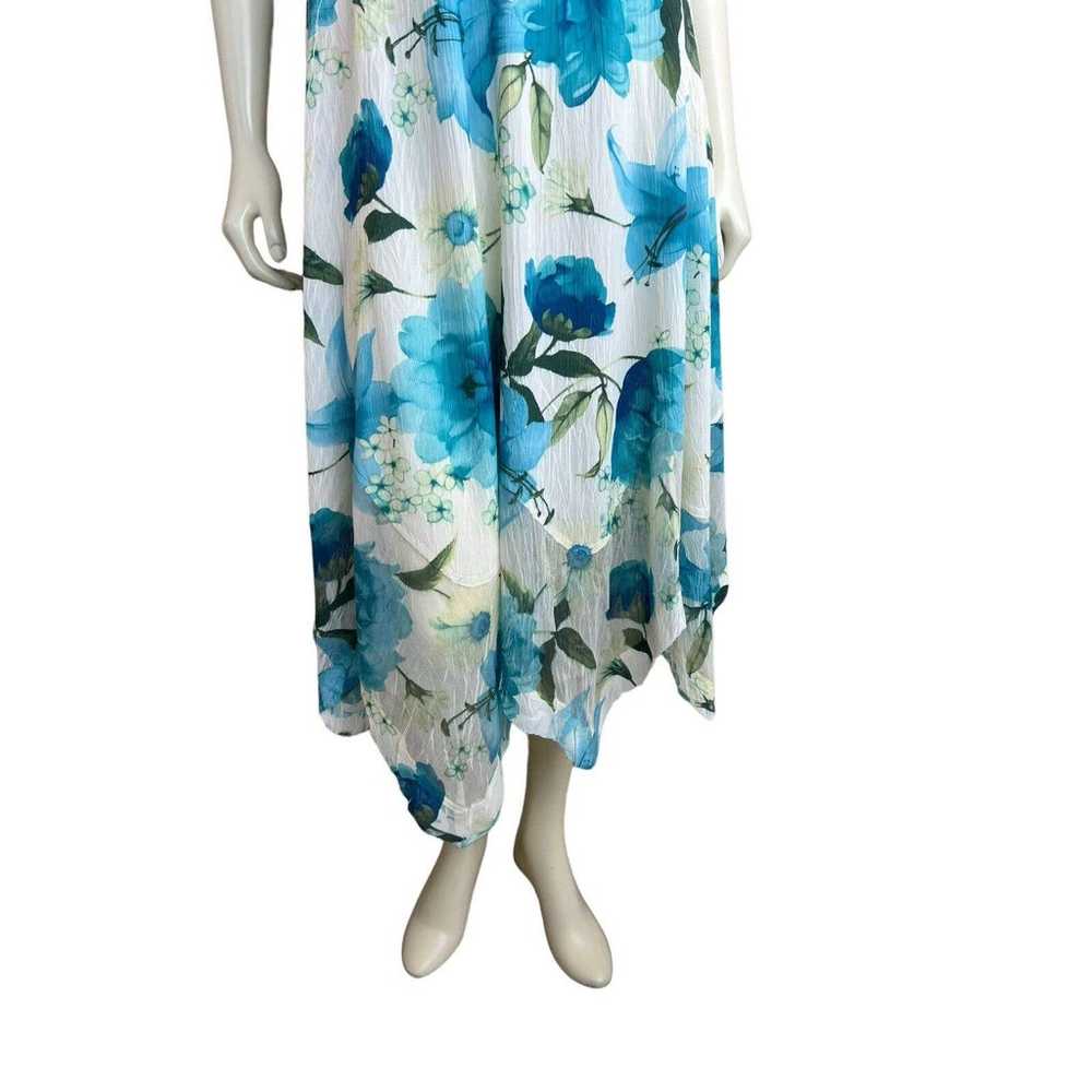 Komarov Floral Print Midi Dress S Sleeveless Whit… - image 6