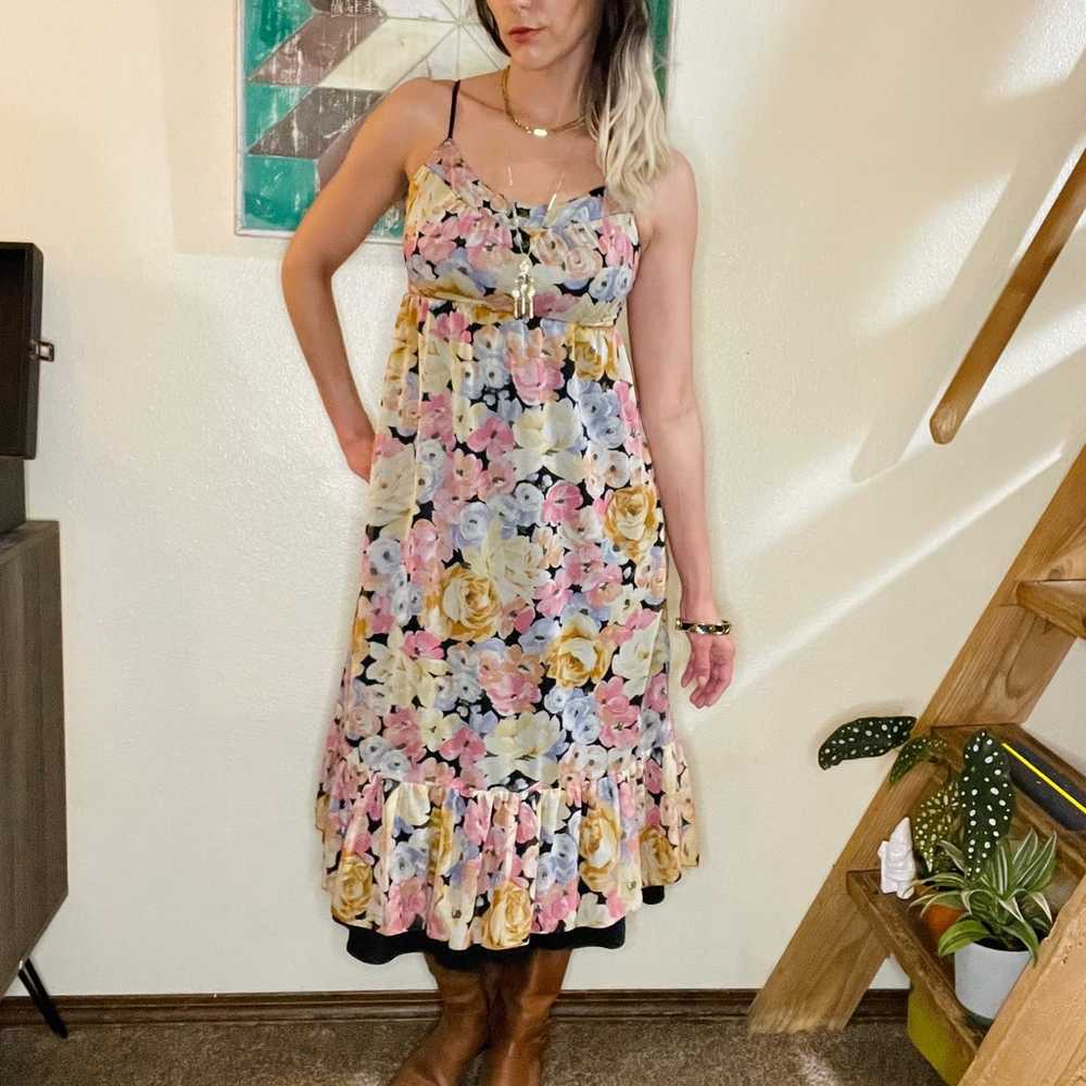VTG Jody T Babydoll Floral Prairie Midi Dress - image 1