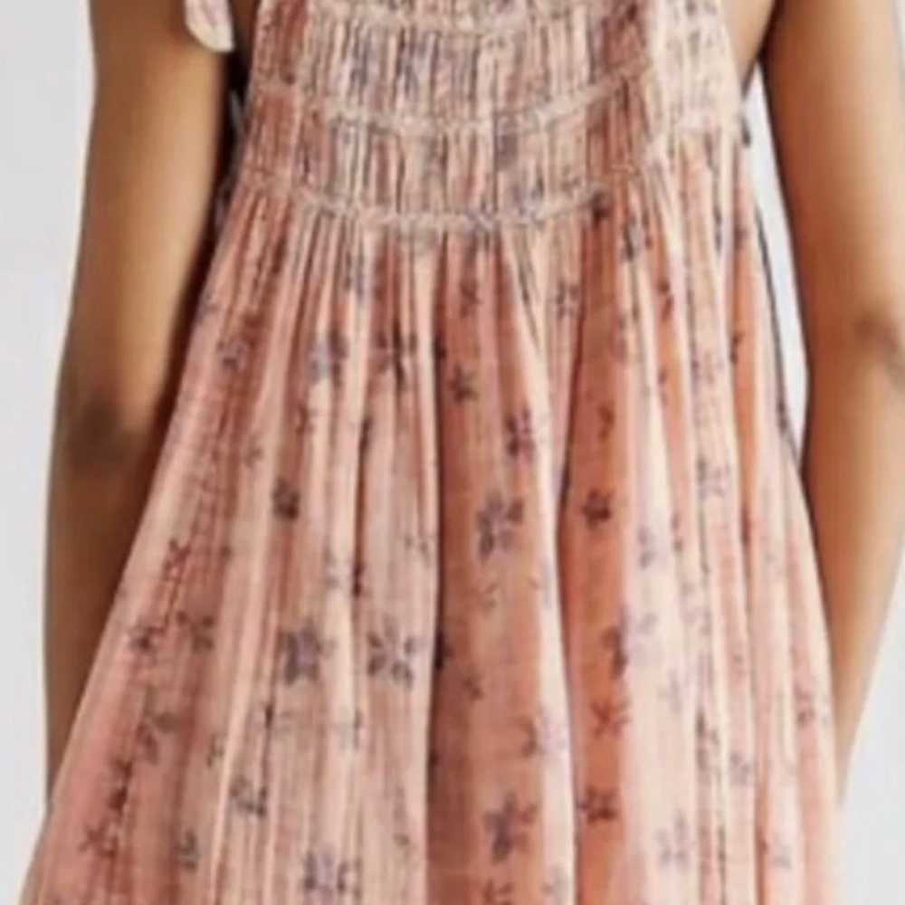 Free People Azure Maxi Dress Floral Smocked Pleat… - image 2