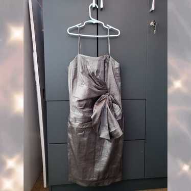 Grey spagetti strap dress with a side ruffle - image 1