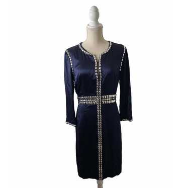 Tory Burch Navy Silk Jeweled Dress - image 1