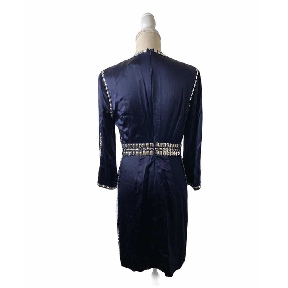 Tory Burch Navy Silk Jeweled Dress - image 2