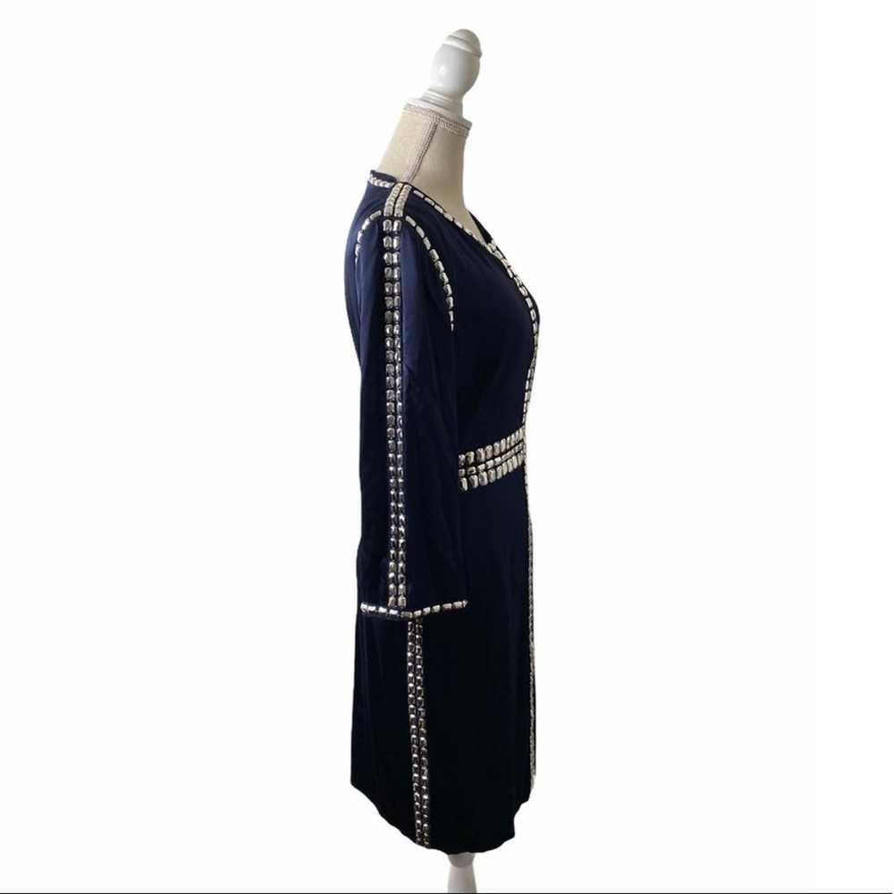 Tory Burch Navy Silk Jeweled Dress - image 3