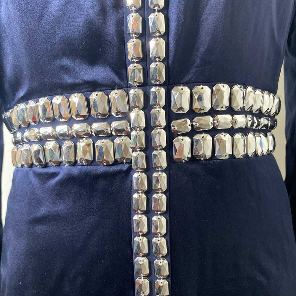 Tory Burch Navy Silk Jeweled Dress - image 4