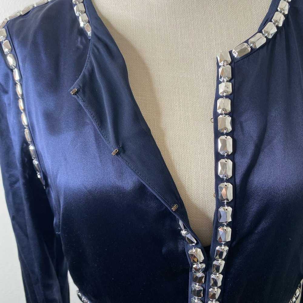 Tory Burch Navy Silk Jeweled Dress - image 5