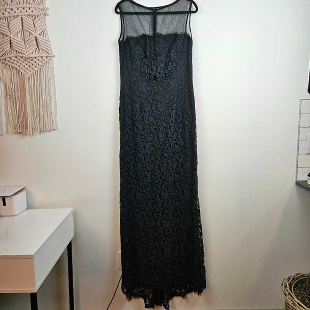 Tadashi Shoji Black Lace Illusion Gown Size 14 Ma… - image 2