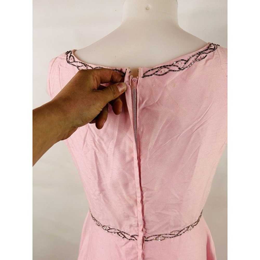 VTG 1950s Blush Pink Embellished Beaded Maxi Prom… - image 10