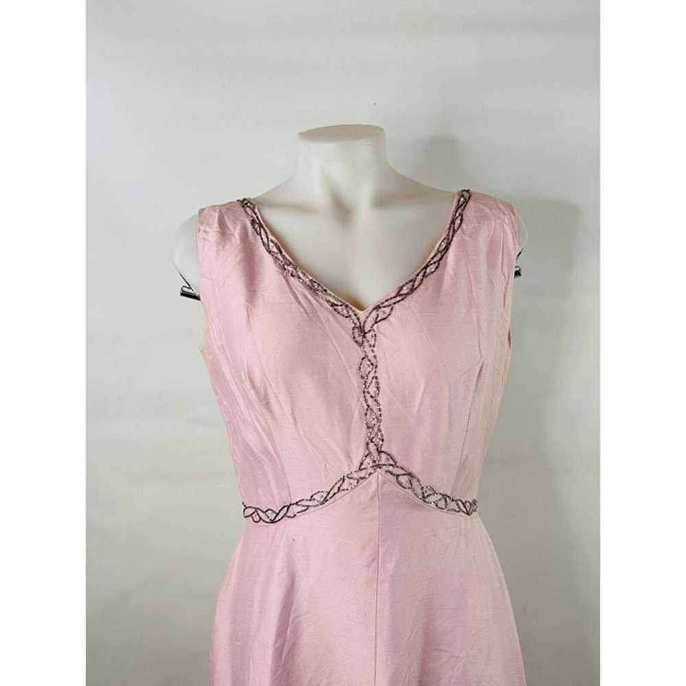 VTG 1950s Blush Pink Embellished Beaded Maxi Prom… - image 12