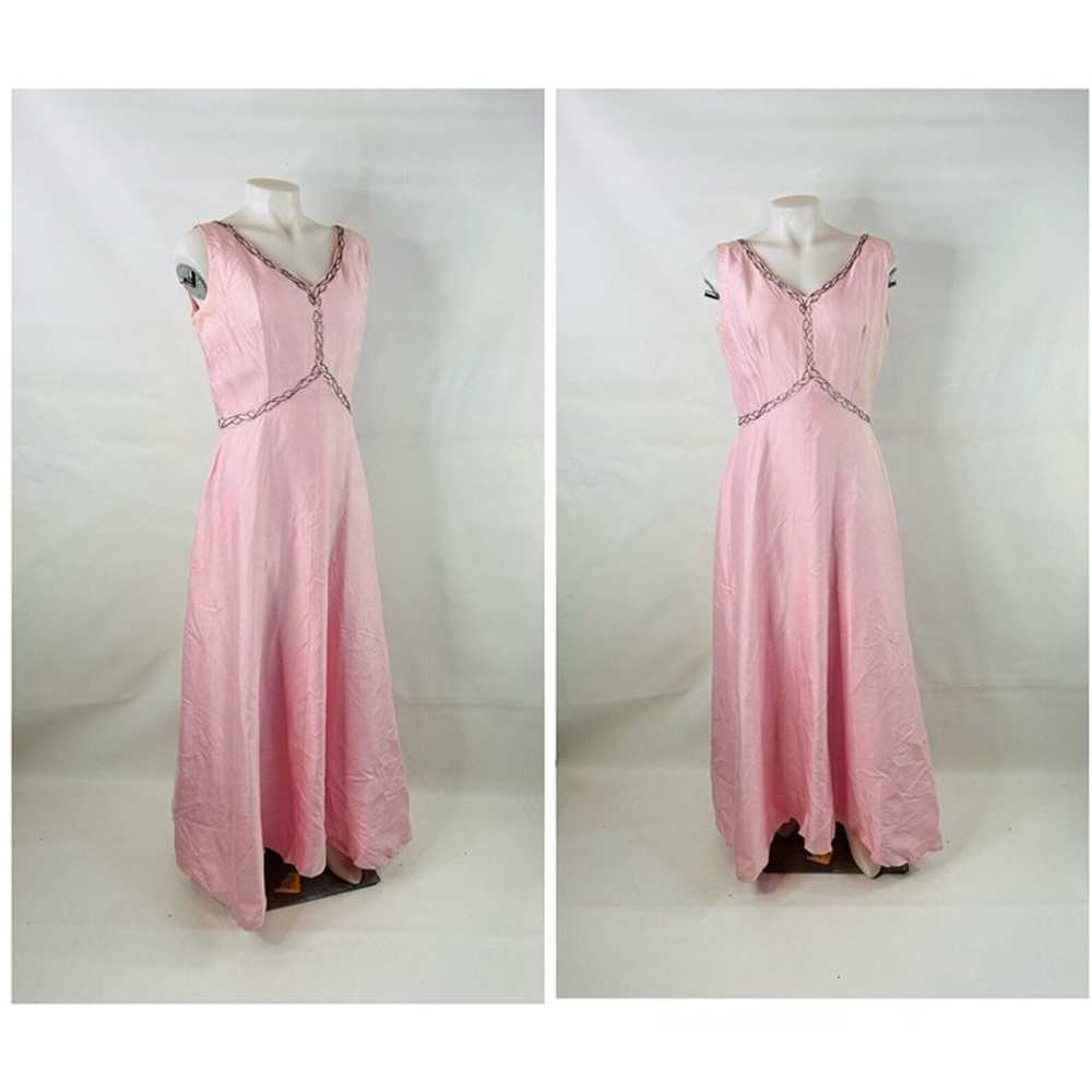 VTG 1950s Blush Pink Embellished Beaded Maxi Prom… - image 1