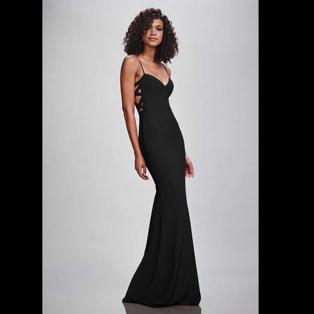 theia black side panel gown maxi dress size 14 C4 - image 4