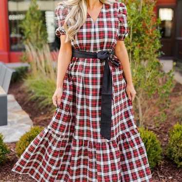 Victoria Dunn Merry Clara Plaid Maxi Dress Size X… - image 1