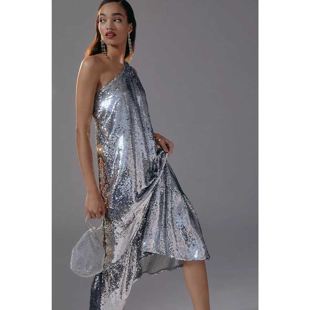 New Anthropologie Maeve One-Shoulder Sequin Dress… - image 1