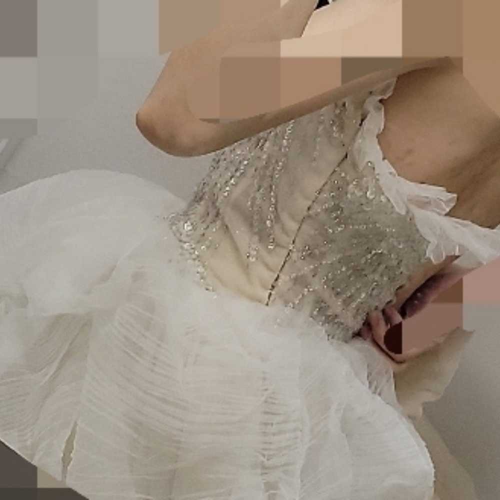 wedding dress tulle beige long - image 1