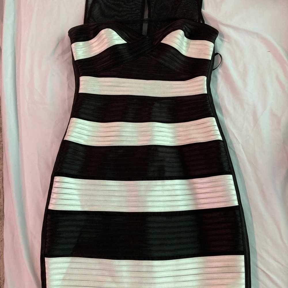 bcbgmaxazria striped black and white dress - image 2