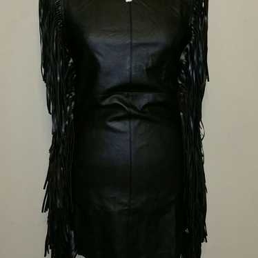 Faux Leather Fringe Dress - image 1