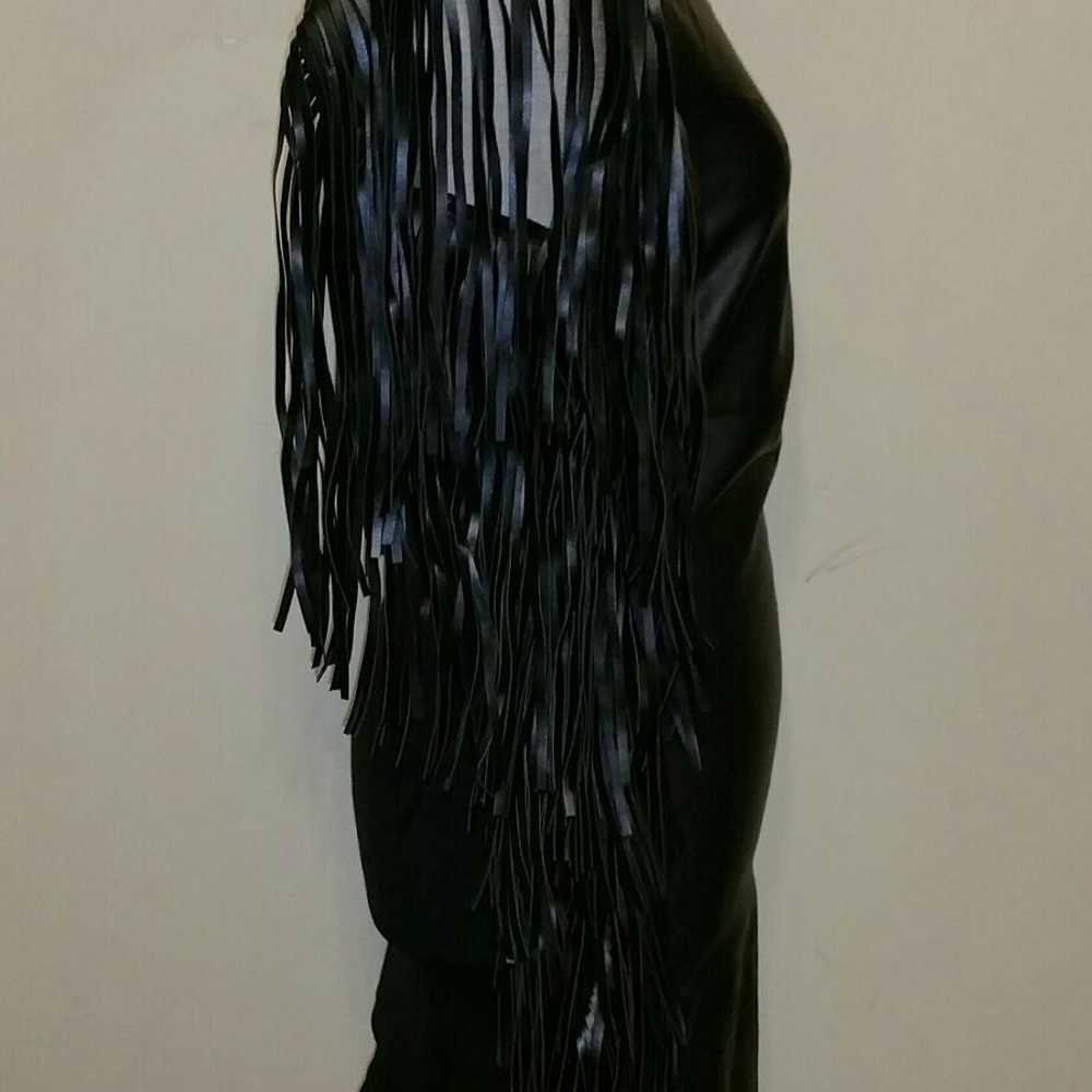 Faux Leather Fringe Dress - image 2