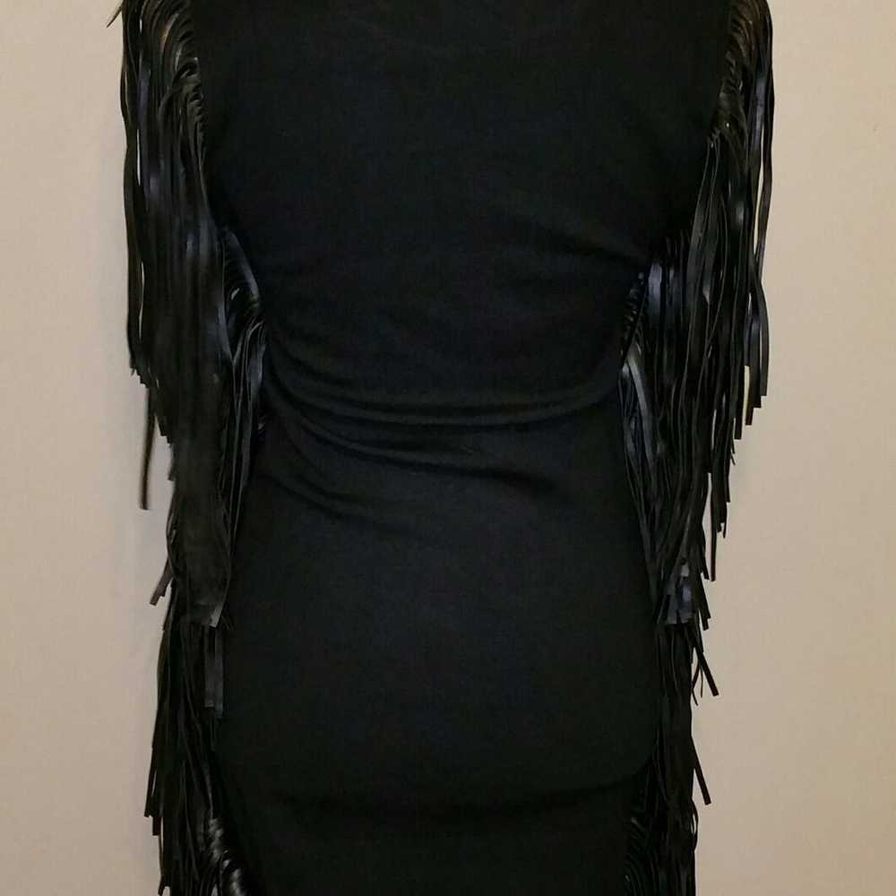 Faux Leather Fringe Dress - image 3