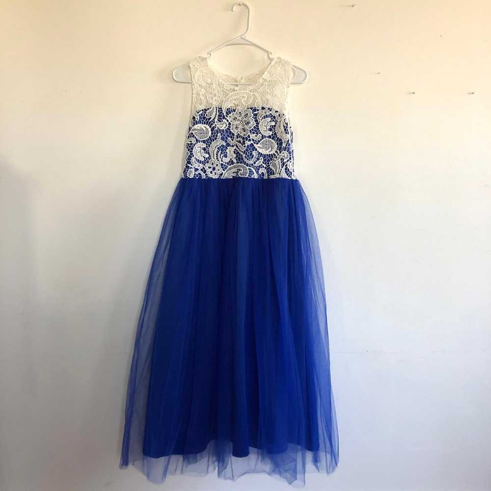 Vintage Blue and White Party Dress, 1980s Formal … - image 2
