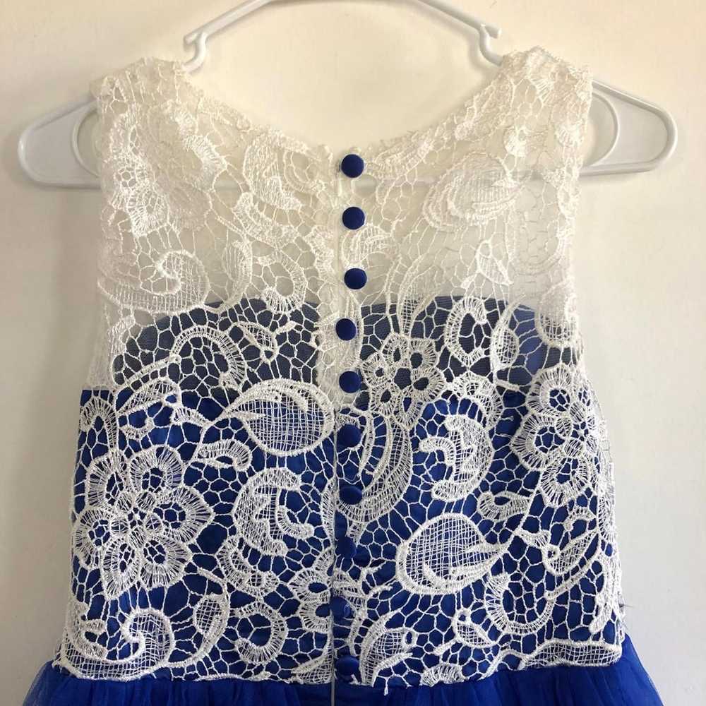 Vintage Blue and White Party Dress, 1980s Formal … - image 3