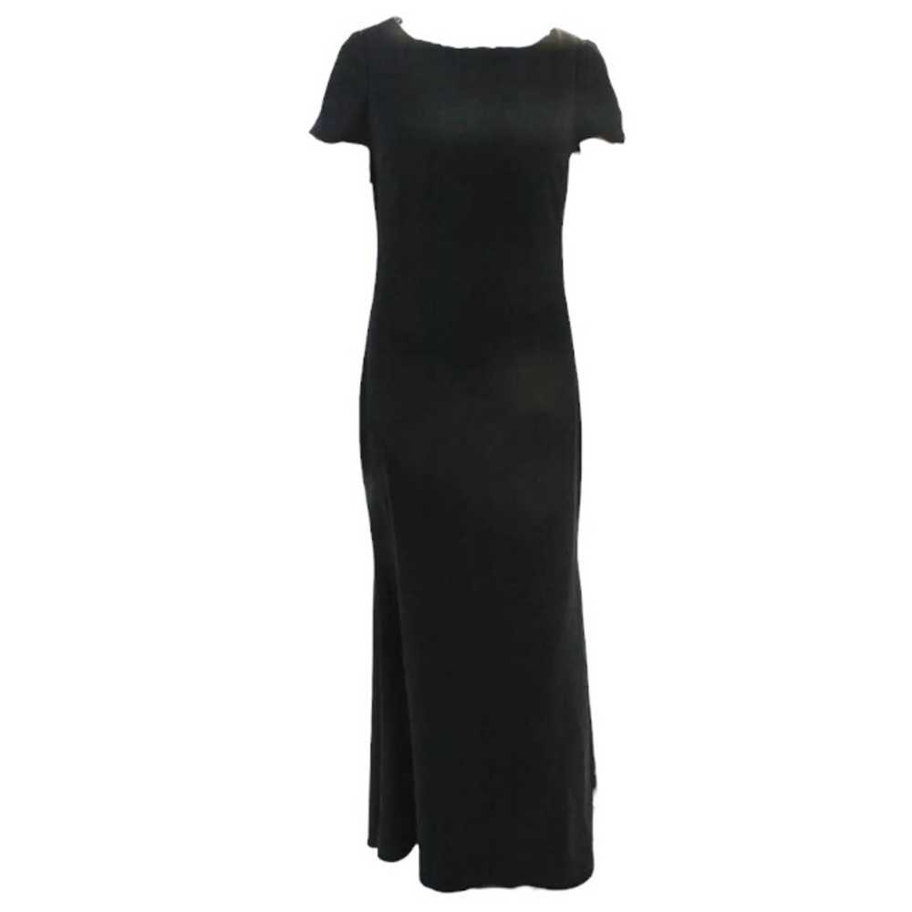 Badgley Mischka Cascade Gown Size 2 Black Crepe - image 2