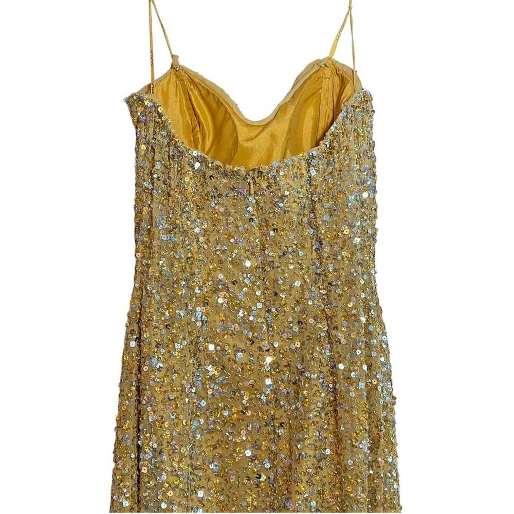 Scala 100% Silk Beaded Sequin Yellow Gold Dress - image 5