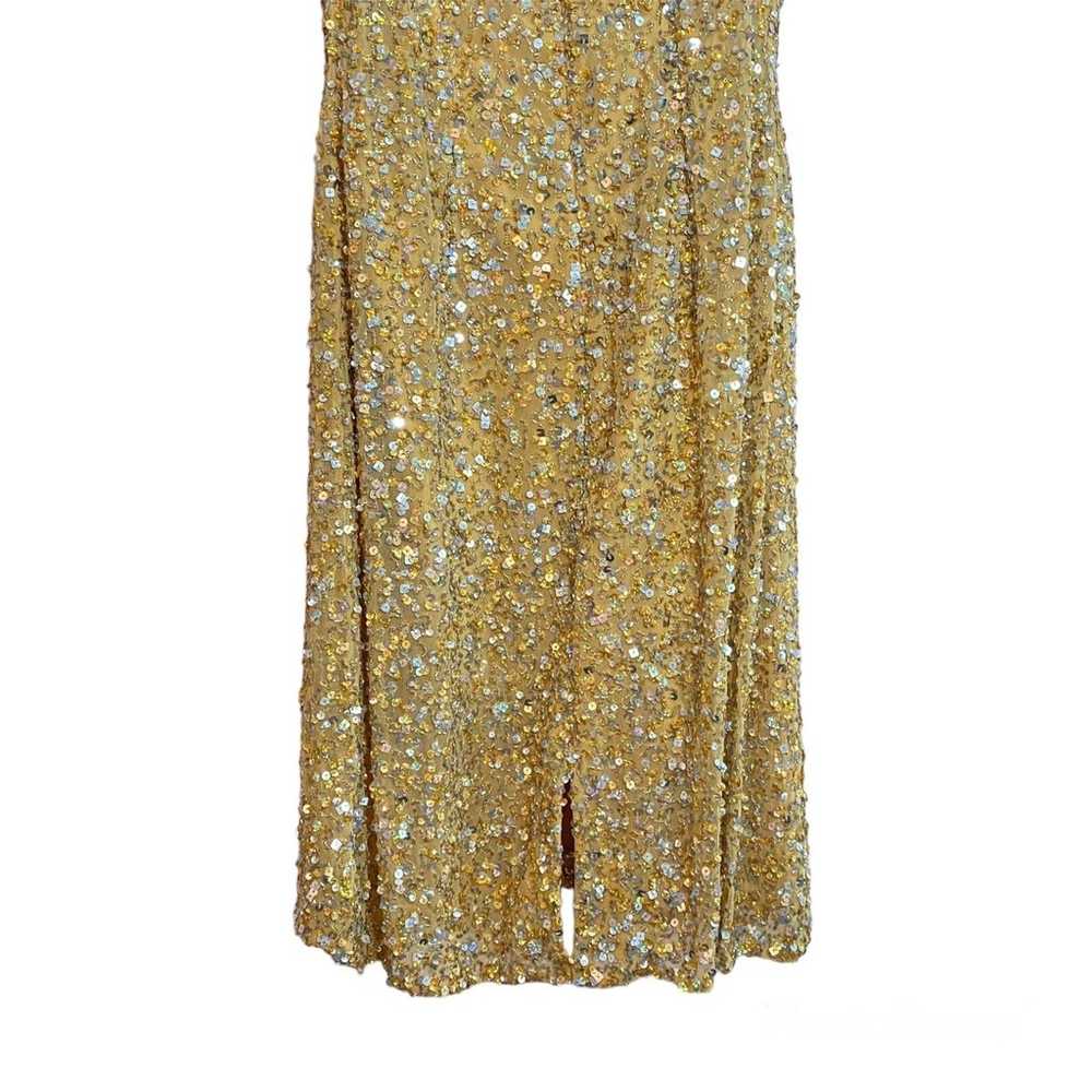 Scala 100% Silk Beaded Sequin Yellow Gold Dress - image 6