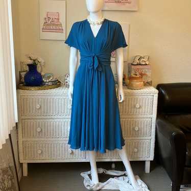 Gal Meets Glam Jane teal blue midi dress size 2 - image 1