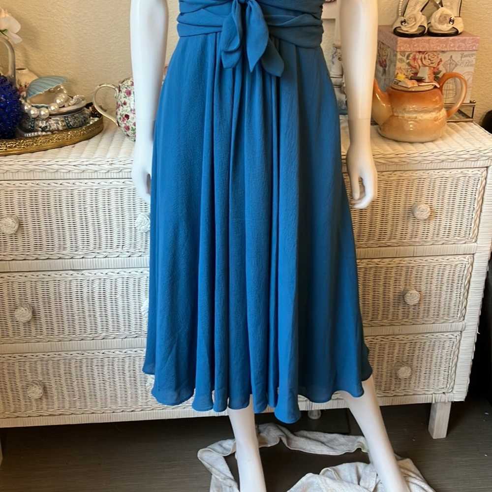 Gal Meets Glam Jane teal blue midi dress size 2 - image 3