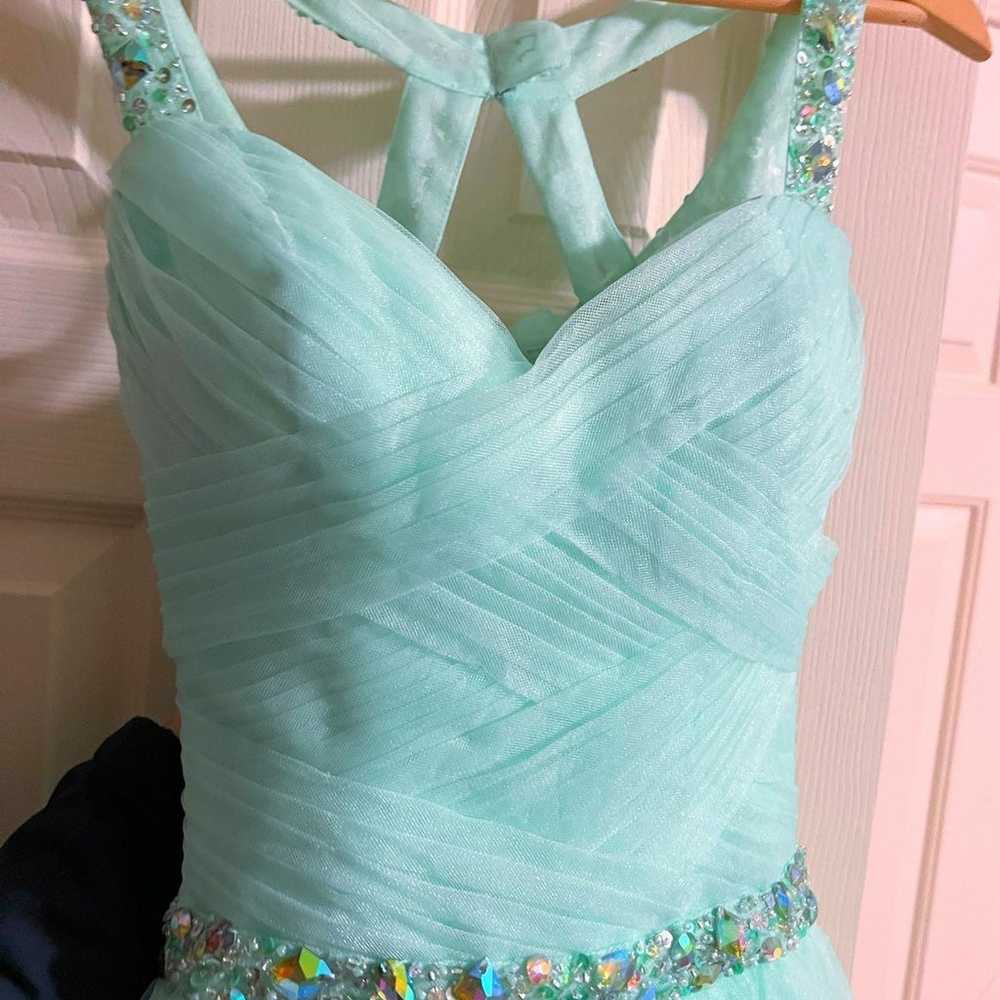 Gorgeous mint tulle formal gown - size 0 - image 3