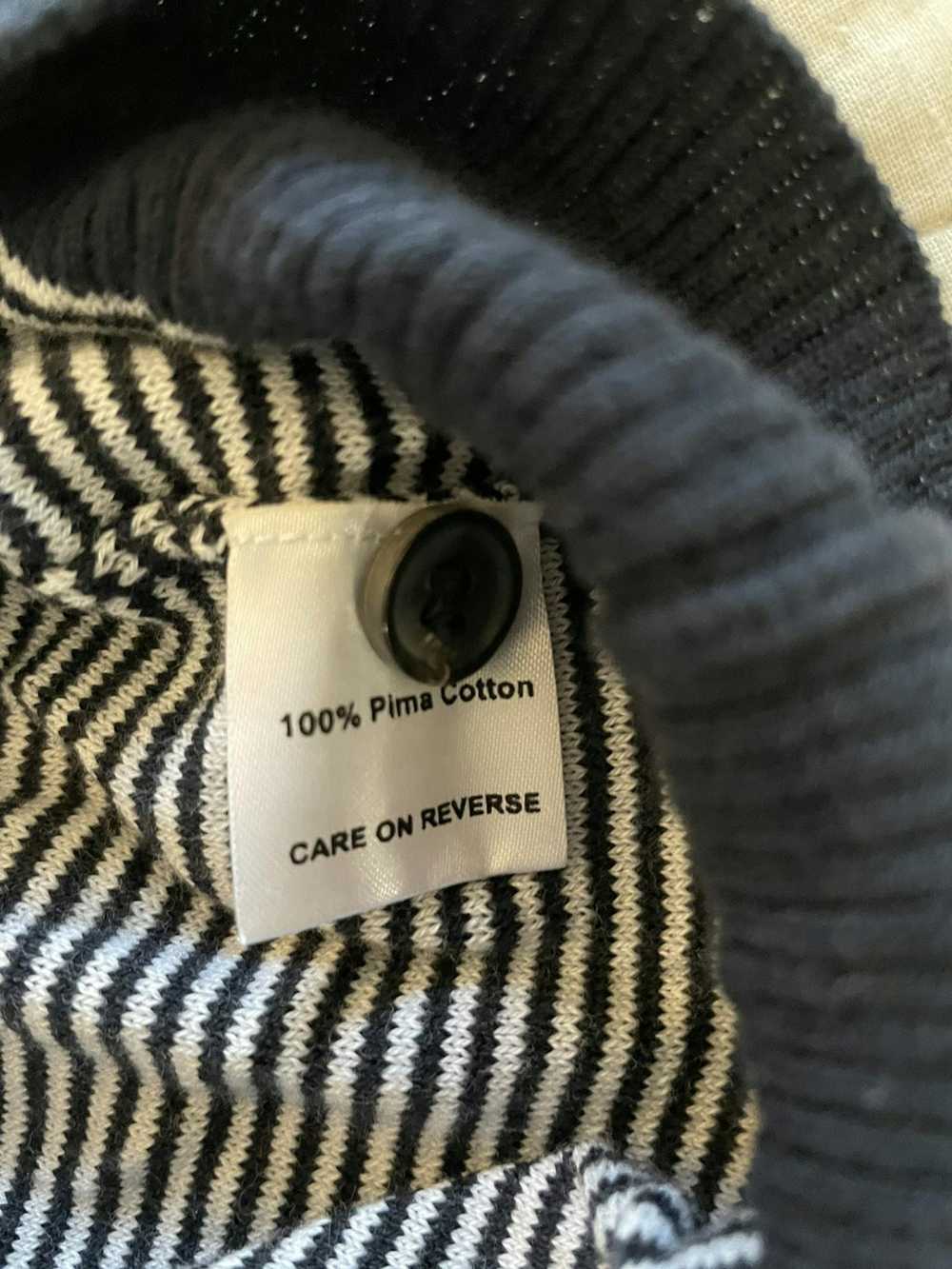 Billy Reid Contrast Trim Striped Knit Polo Sweater - image 5