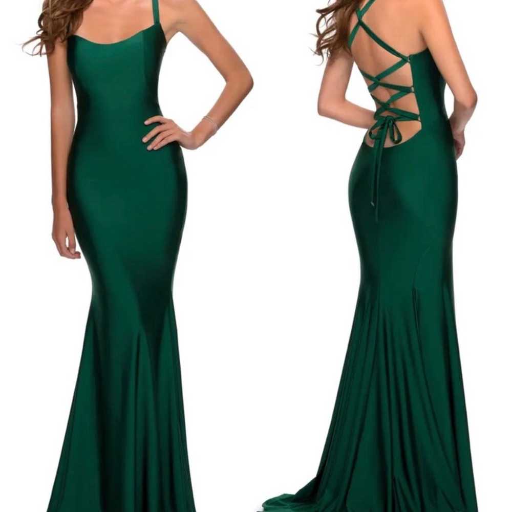 Strappy Back Ruched Trumpet Gown - image 1