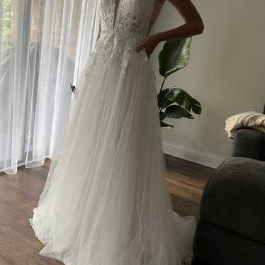 Kleinfeld Pnina Tornai wedding Dress 2in1 ivory Glitter Princess/a-line  Size 8/4