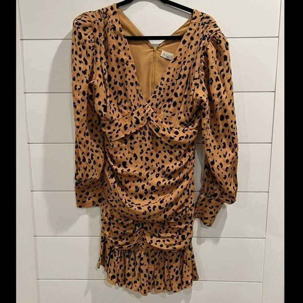 Nicholas leopard gathered frill mini dress - image 1