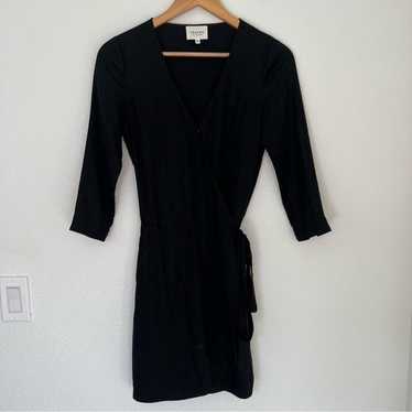 Sezane Eve Robe silk wrap Dress black - image 1