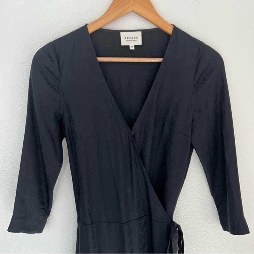 Sezane Eve Robe silk wrap Dress black - image 2