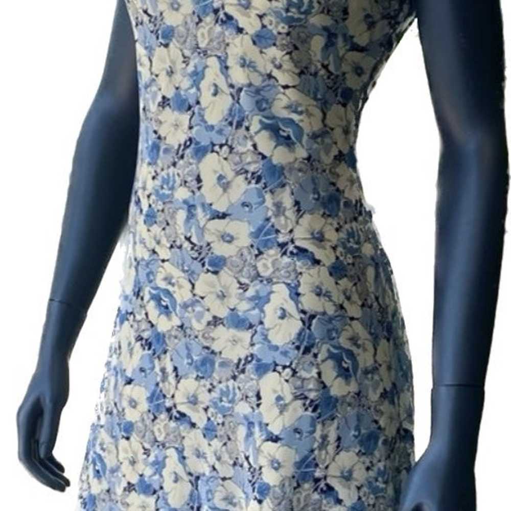 Ralph Lauren 100% Silk Blue Floral Dress Size 4 - image 2