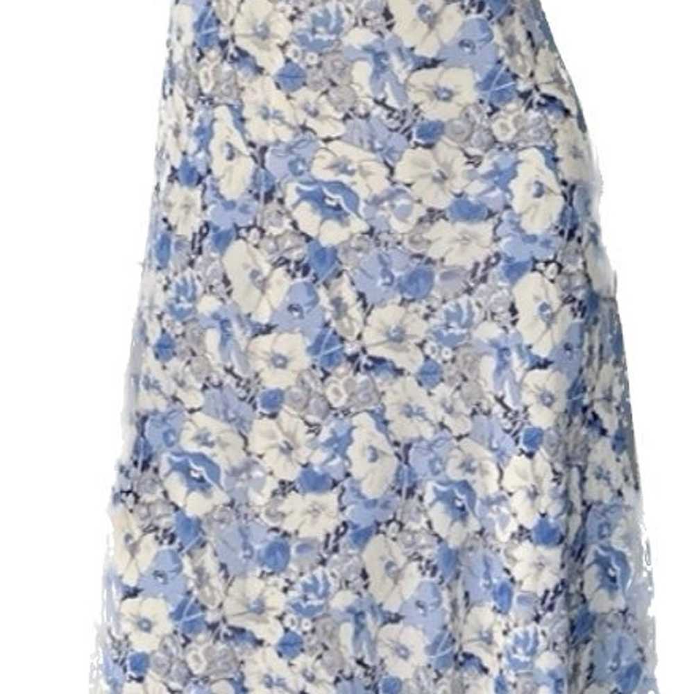 Ralph Lauren 100% Silk Blue Floral Dress Size 4 - image 3