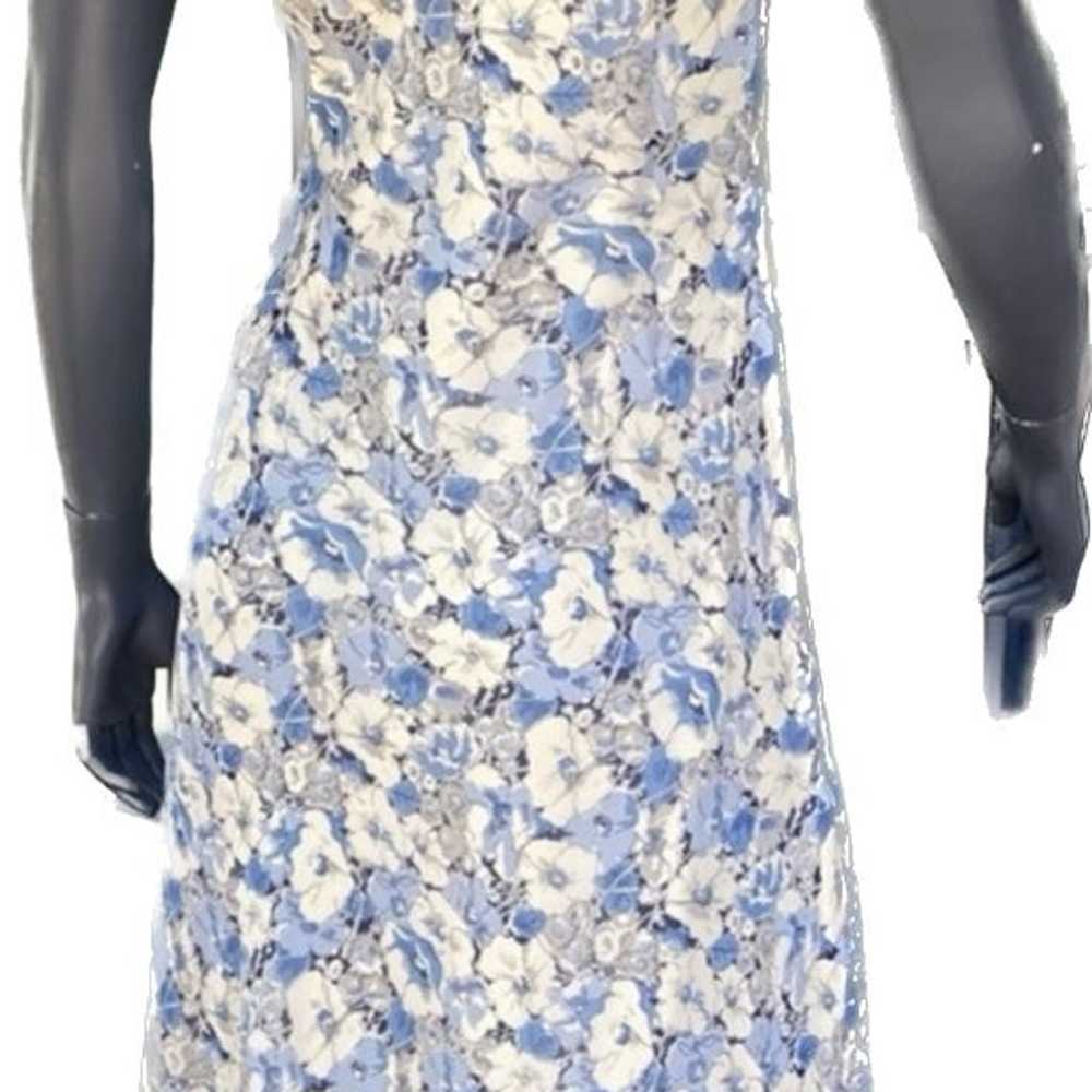 Ralph Lauren 100% Silk Blue Floral Dress Size 4 - image 4