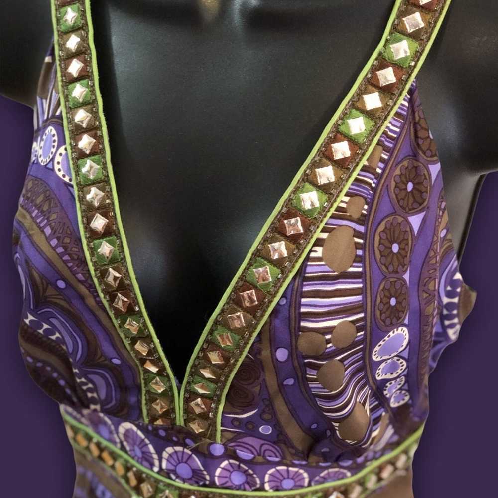 Vintage ITW Purple Paisley Pure Silk Maxi Dress - image 9