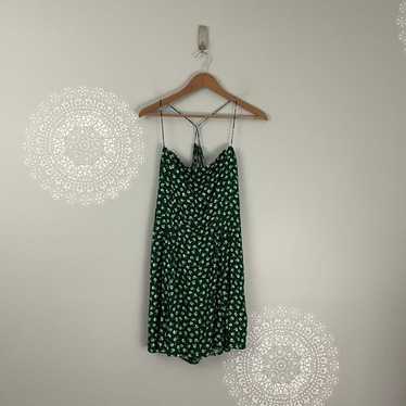 Reformation Sarah Chive Green Floral Mini Dress Si