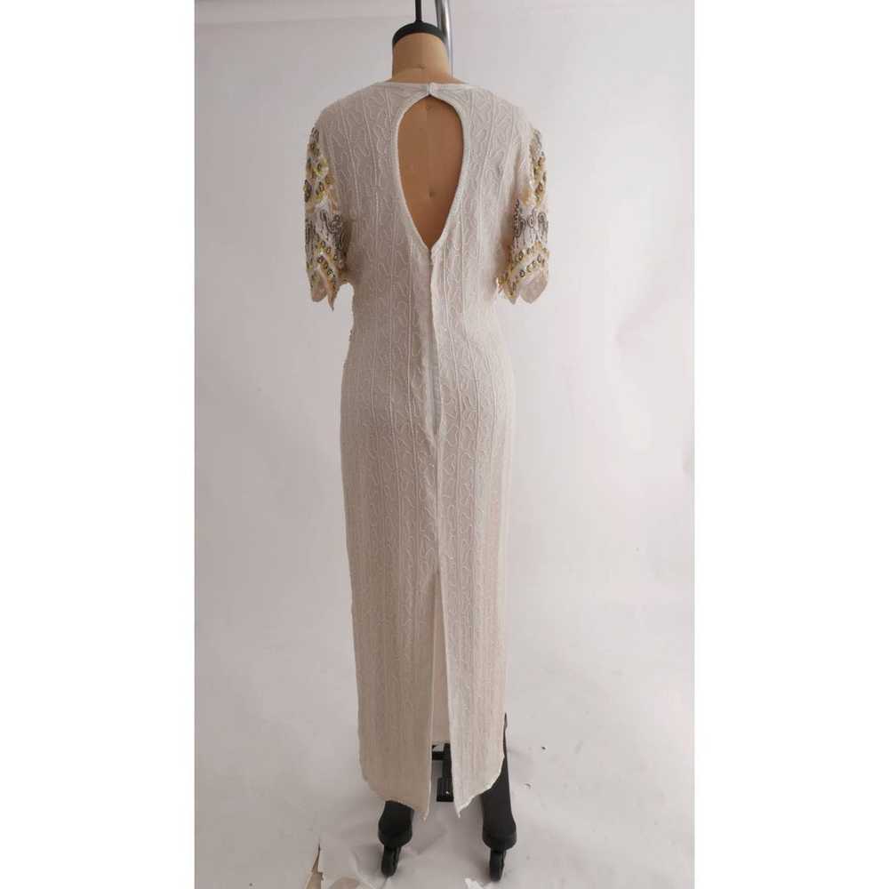 white beaded silk dress | 80s Vintage evening gow… - image 6