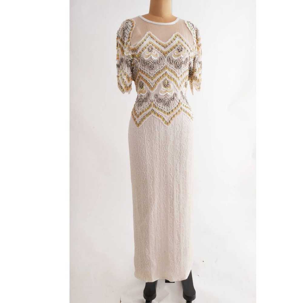 white beaded silk dress | 80s Vintage evening gow… - image 9