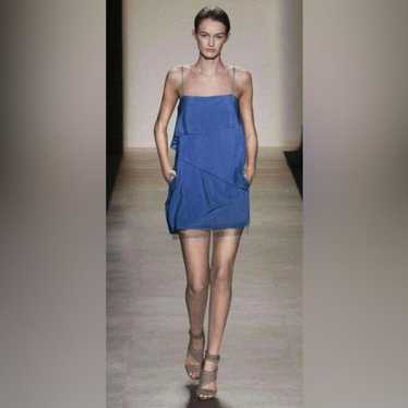 BCBGMaxAzria Runway Blue Andie Cascade Silk Dress… - image 1